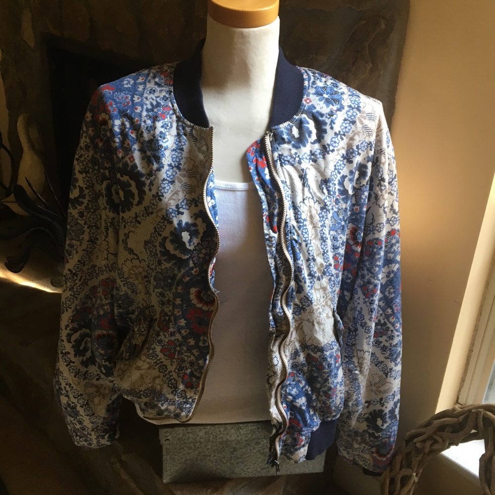 Free People Quilted Paisley Bomber Jacket